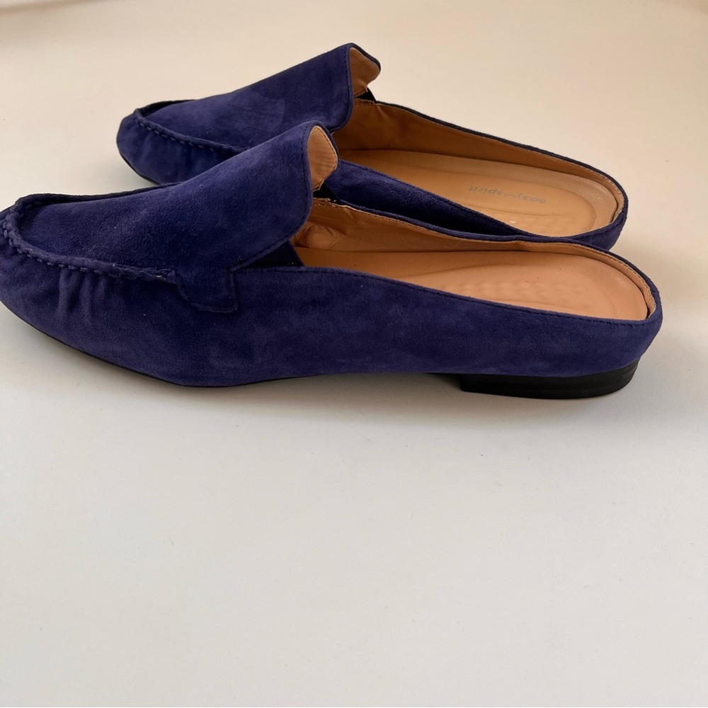 Easy Spirit Blue Suede mules, smoking slipper. Size 10 cerulean blue - Picture 3 of 5